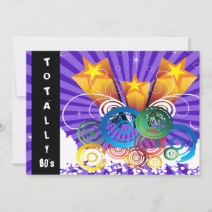 paars totaal 80's retro party Invitation Kaart
