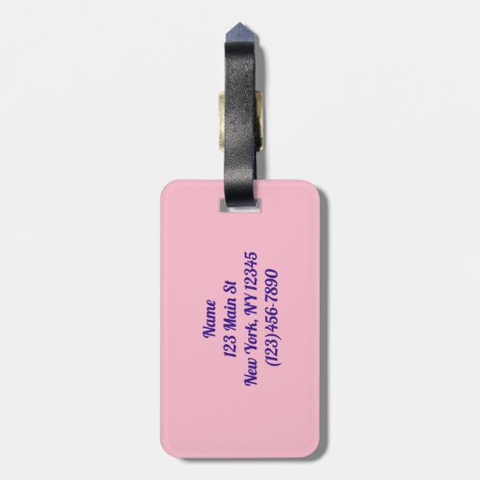 Paars tropisch strand op zonsondergang bagagelabel (Achterkant verticaal)