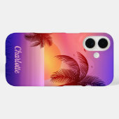 Paars tropisch strand op zonsondergang Case-Mate iPhone case (Achterkant (horizontaal))
