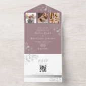 Paars Trouw QR Code All In One Uitnodiging (Binnen)