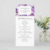 Paars trouwprogramma. Waterverf bloemenceremonie Programmakaart (Staand voorkant)