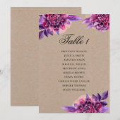 Paars trouwzaal zitplan. Bloemenkraft plan Kaart (Voorkant / Achterkant)