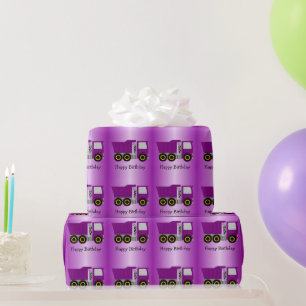 Paars Truck Design Verjaardag Cadeaupapier