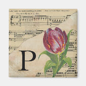 Paars Tulip blad Music Monogram Initiaal P Magneet (Voorkant)