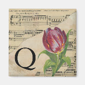 Paars Tulip blad Music Monogram Initiaal Q Magneet (Voorkant)