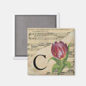 Paars Tulip Datablad Music Monogram Initiaal C Magneet (Voorkant / Achterkant)