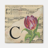 Paars Tulip Datablad Music Monogram Initiaal C Magneet (Voorkant)