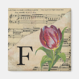 Paars Tulip Datablad Music Monogram Initiaal F Magneet