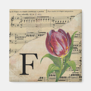 Paars Tulip Datablad Music Monogram Initiaal F Magneet