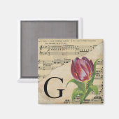Paars Tulip Datablad Music Monogram Initiaal G Magneet (Voorkant / Achterkant)