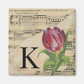 Paars Tulip Datablad Music Monogram Initiaal K Magneet (Voorkant)