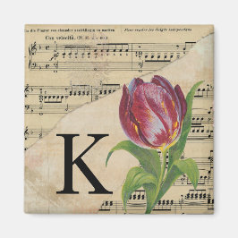 Paars Tulip Datablad Music Monogram Initiaal K Magneet