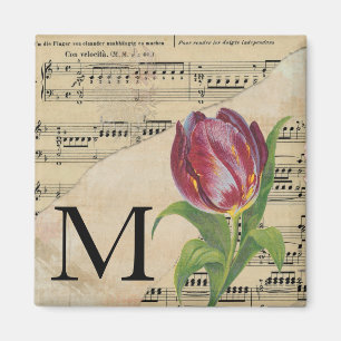 Paars Tulip Datablad Music Monogram Initiaal M Magneet