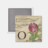 Paars Tulip Datablad Music Monogram Initiaal O Magneet (Voorkant / Achterkant)
