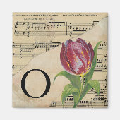 Paars Tulip Datablad Music Monogram Initiaal O Magneet (Voorkant)