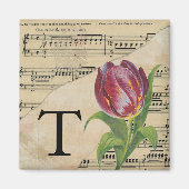 Paars Tulip Datablad Music Monogram Initiaal T Magneet (Voorkant)
