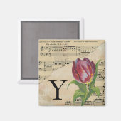 Paars Tulip Datablad Music Monogram Initiaal Y Magneet (Voorkant / Achterkant)