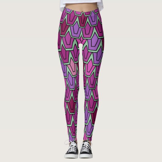 Paars Tulip Field Leggings (Voorkant)