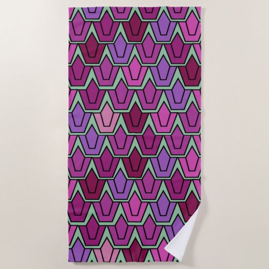 Paars Tulip Field Strandlaken (Voorkant)