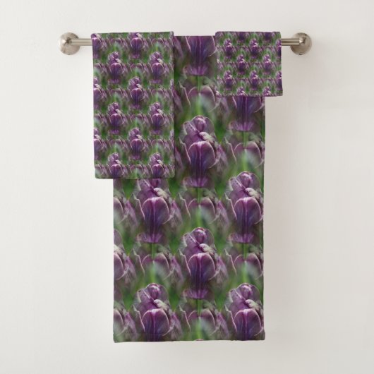 Paars Tulip Flower Natuur Patroon Bad Handdoek (Insitu)