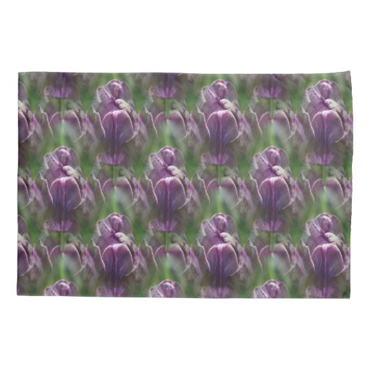 Paars Tulip Flower Natuur Patroon Kussensloop (Achterkant)