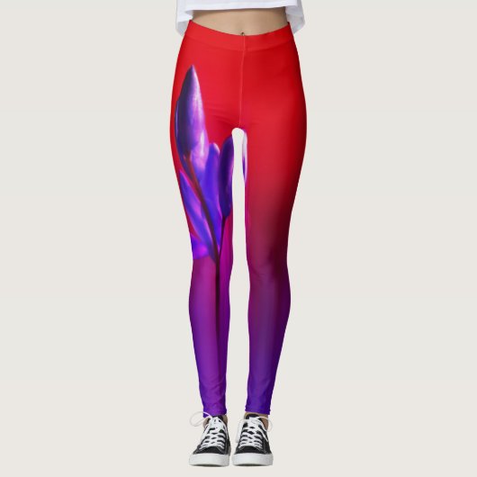 Paars Tulip Haze Poster Leggings (Voorkant)