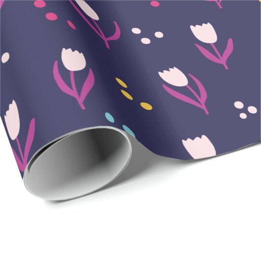 Paars Tulip-patroon Cadeaupapier (Rol Hoek)