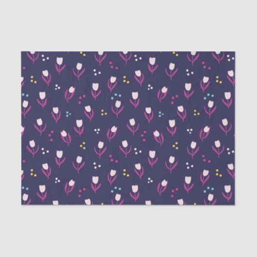 Paars Tulip-patroon Tissuepapier (Voorkant)
