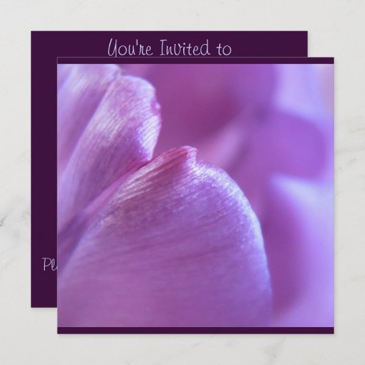 Paars Tulip Petal Uitnodiging (Voorkant / Achterkant)