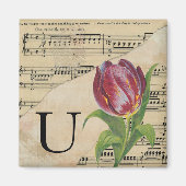 Paars Tulip vel Music Monogram Initiaal U Magneet (Voorkant)