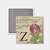 Paars Tulip vel Music Monogram Initiaal Z Magneet (Voorkant / Achterkant)