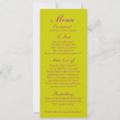 Paars tulp huwelijksreceptie dinermenu kaart (Achterkant)