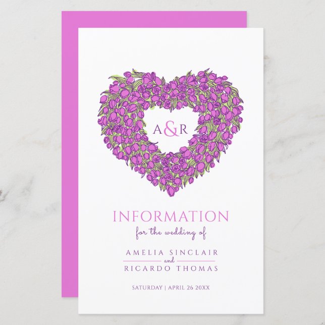 Paars tulphartentrouwgastinformatie (Voorkant / Achterkant)