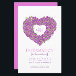 Paars tulphartentrouwgastinformatie<br><div class="desc">Tulp hart bouquet monogram bruiloft informatieformulier voor bezoekers. Een prachtige trouwinformatiebrochure die je gast helpt te begrijpen hoe je je huwelijksbestemming kunt bereiken en hoe je op je huwelijksdag de agenda, de accommodatie-informatie en de sociale media-hashtag-gegevens kunt bekijken. Pas je eigen gegevens aan. paarse snijbloemen, verse lentegroen, in donker paars,...</div>