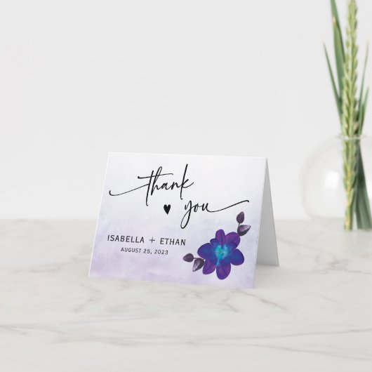 Paars Turkoois Blauwe Orchidee Huwelijk Bedankt (Voorkant)