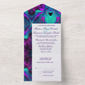 Paars Turquoise Abstract Modern Beauful All In One Uitnodiging (Binnen)