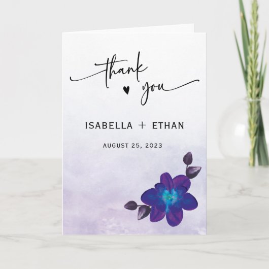Paars Turquoise Blauwe Orchidee Huwelijk Bedankt (Voorkant)