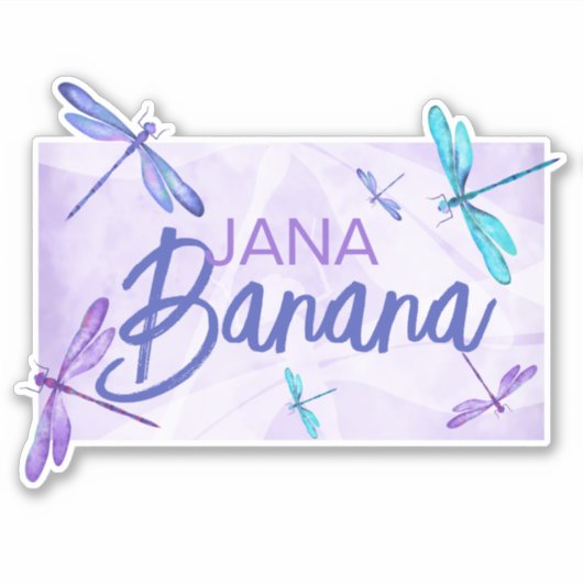 Paars, Turquoise, Blue Dragonflies Custom Sticker (Voorkant)