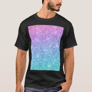 Paars Turquoise Blue Glitter Ombre T-shirt
