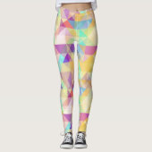 Paars Turquoise Blue Green Pink Art Patroon Leggings (Voorkant)