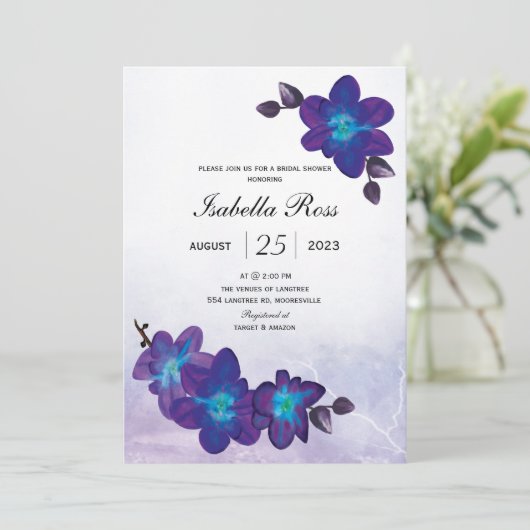 Paars Turquoise Blue Orchid Vrijgezellenfeest Kaart (Staand voorkant)