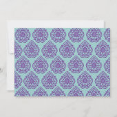 Paars/Turquoise Damask Rehearsal Dinner Invite Kaart (Achterkant)