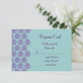 Paars/Turquoise Damask RSVP (Staand voorkant)