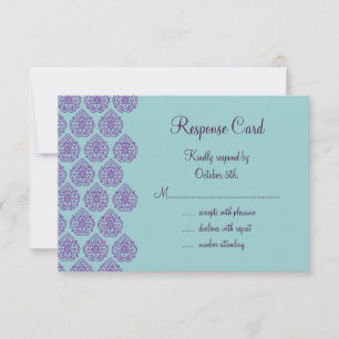 Paars/Turquoise Damask RSVP