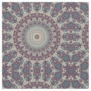 Paars Turquoise en Crème Mandala Patroon Stof