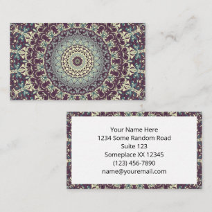Paars Turquoise en Crème Mandala Patroon Visitekaartje