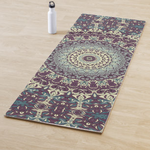 Paars Turquoise en Crème Mandala Patroon Yogamat