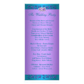 Paars Turquoise Floral Hearts Wedding Programme 2 Reclamekaart (Achterkant)