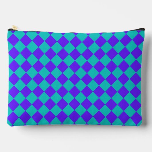 Paars Turquoise Geruit Diamant Patroon Groot Etui (Voorkant)