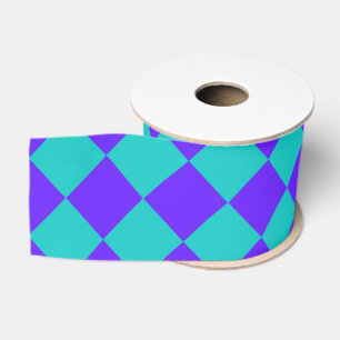 Paars Turquoise Geruit Diamant Patroon Grosgrain Lint